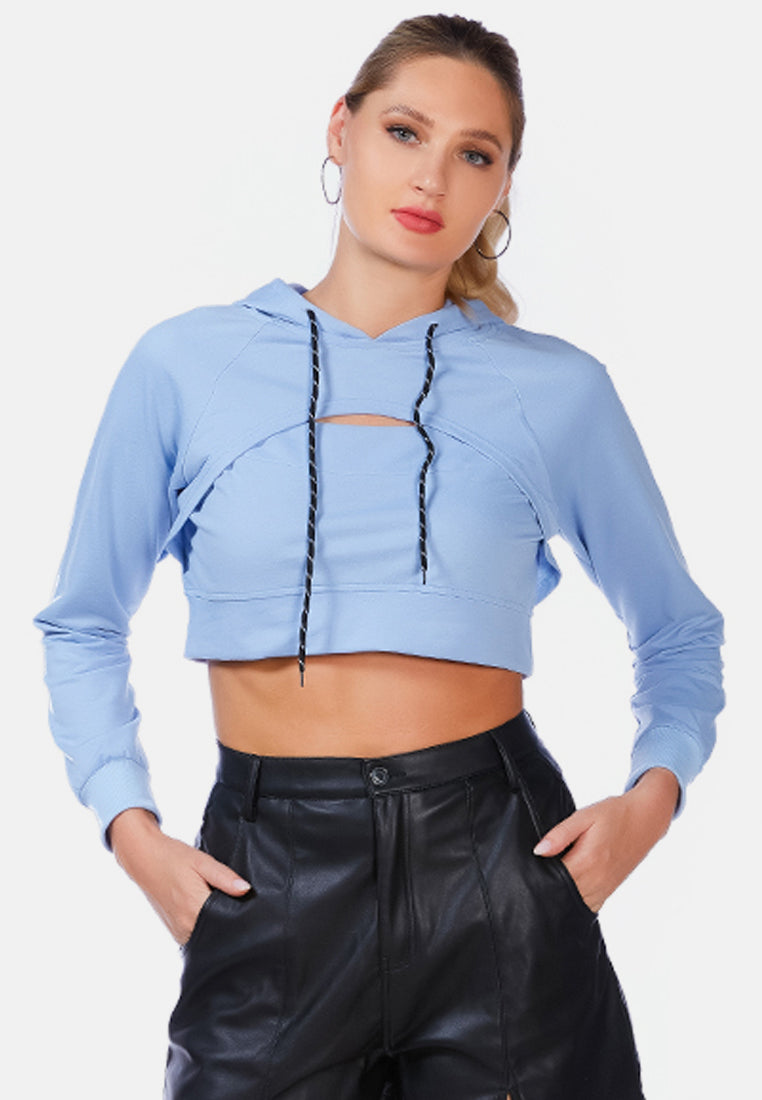 all relaxed front slit cropped hoodie#color_blue