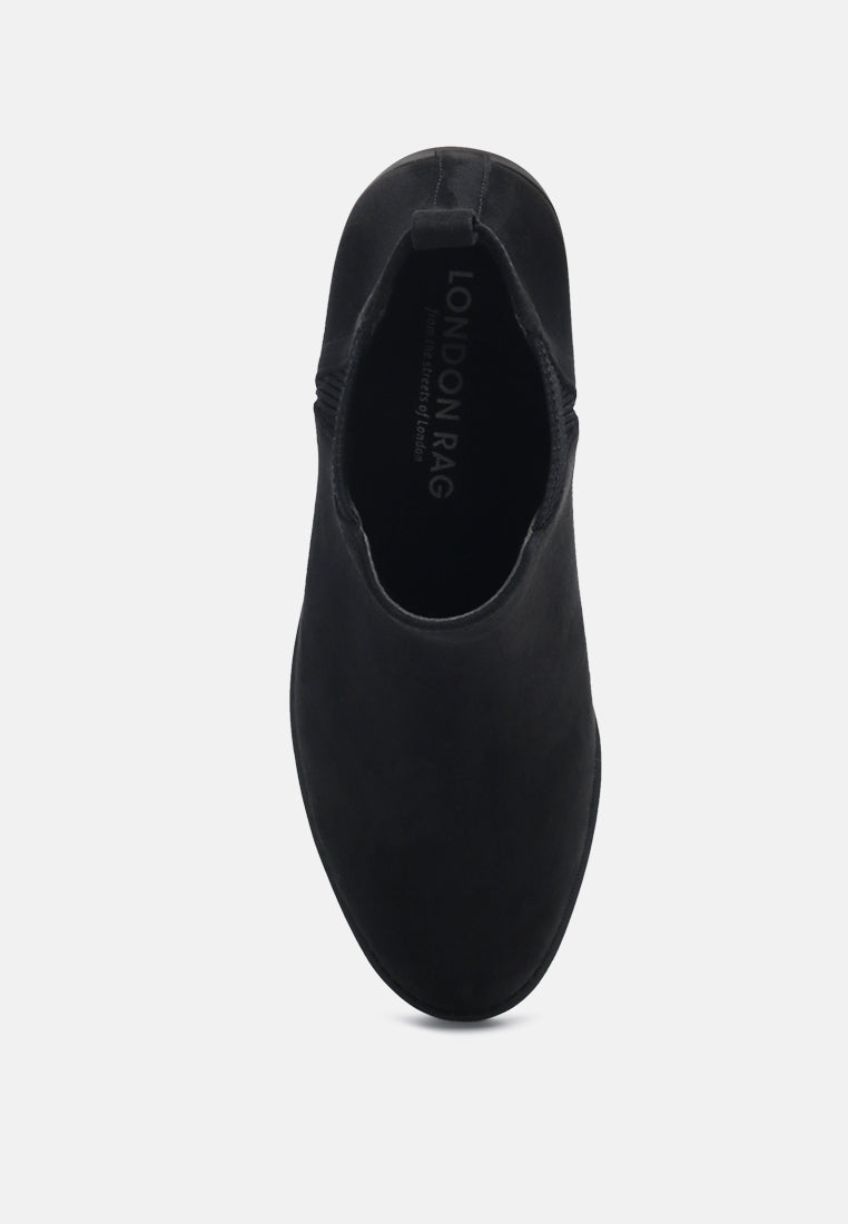 amanda solid ankle microfiber boots#color_black