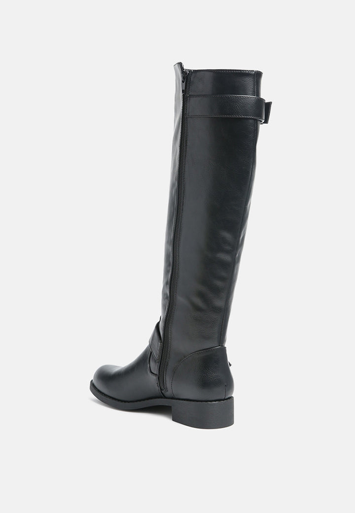 anahi side zipper calf boots#color_black