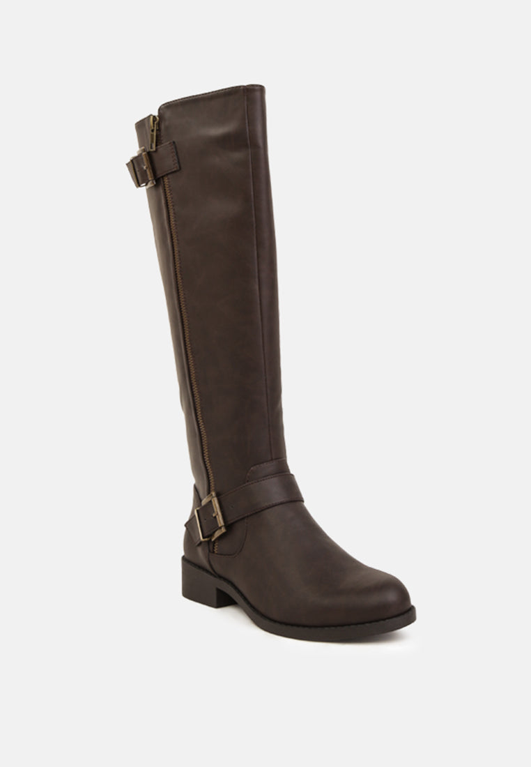 anahi side zipper calf boots#color_chocolate