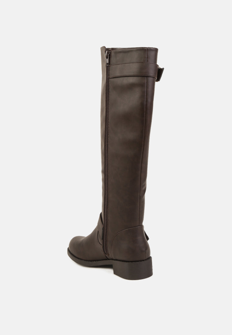 anahi side zipper calf boots#color_chocolate