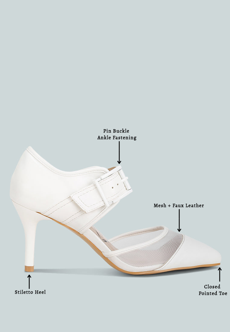 aneri buckle detail pump sandals#color_white