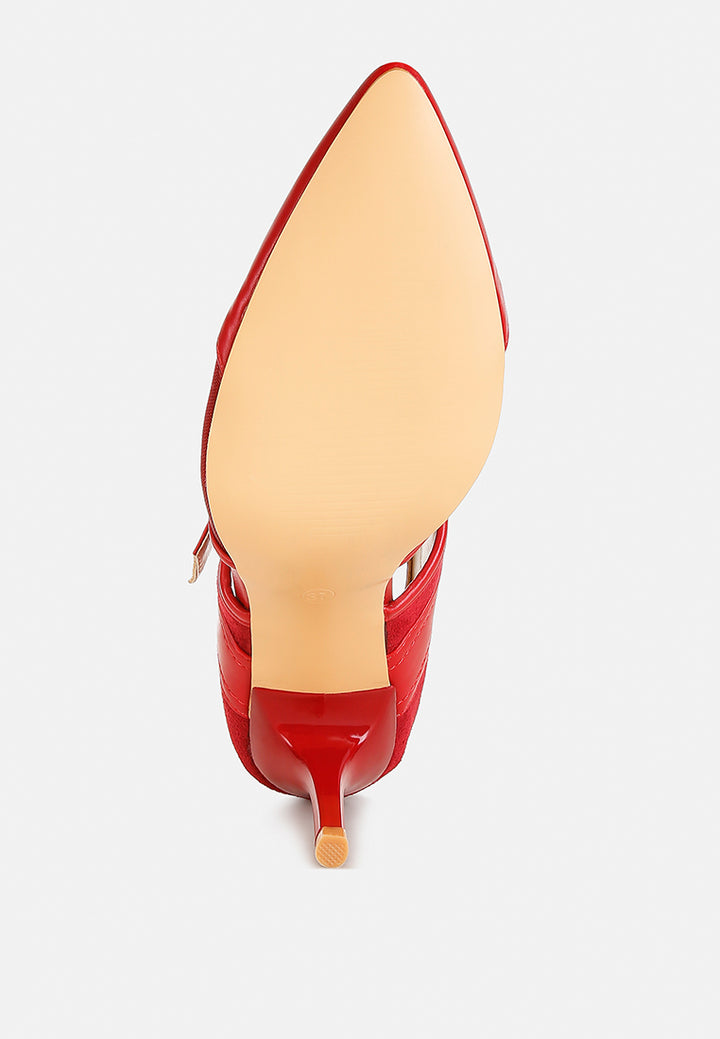 aneri buckle detail pump sandals#color_burgundy