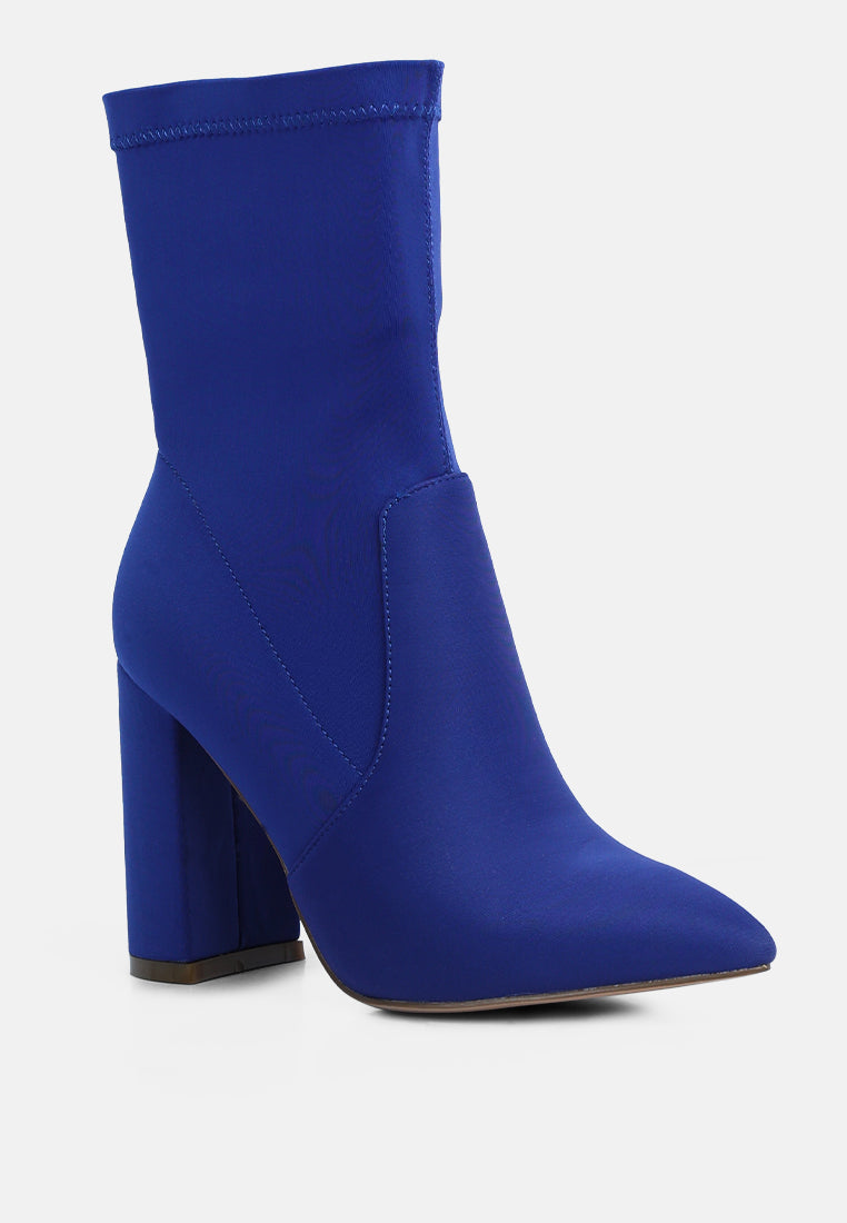 Buy Ankle Lycra Block Heeled Boots | Women Ankle Boots | London Rag