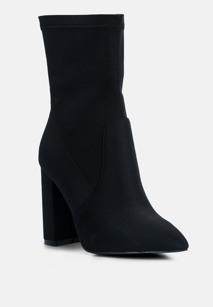 ankle lycra block heeled boots#color_black