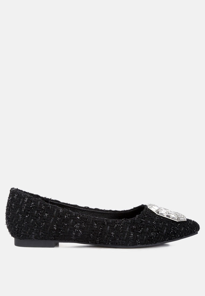 aria embellished jewel buckle tweed ballet flats by rag#color_black