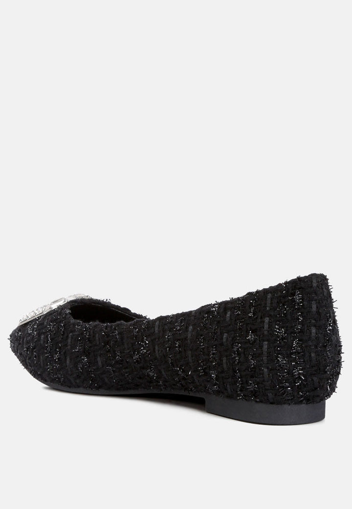 aria embellished jewel buckle tweed ballet flats by rag#color_black