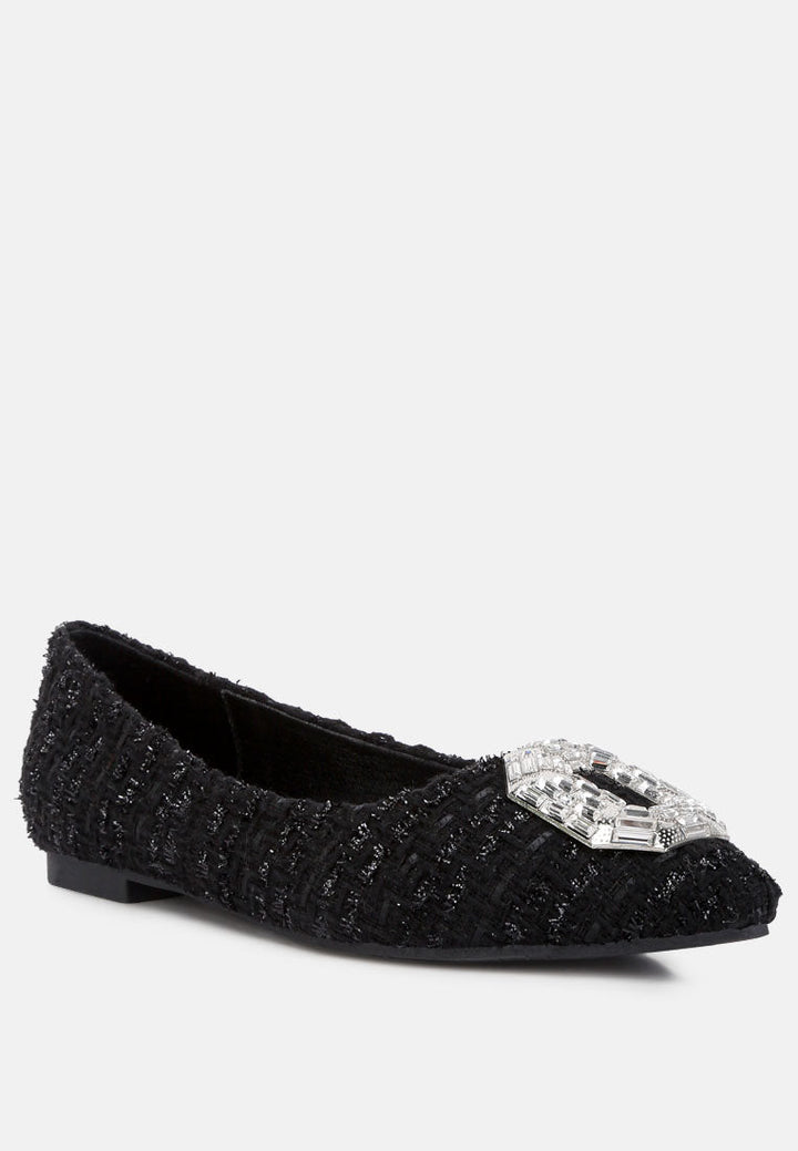 aria embellished jewel buckle tweed ballet flats by rag#color_black