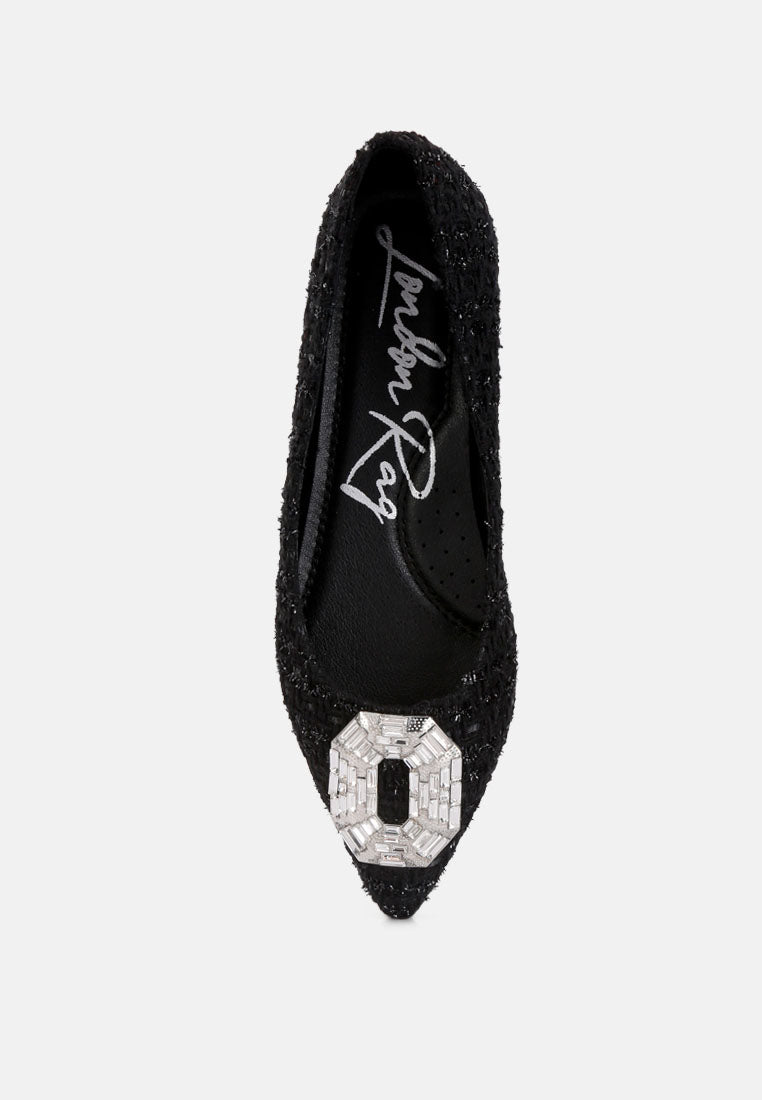 aria embellished jewel buckle tweed ballet flats by rag#color_black