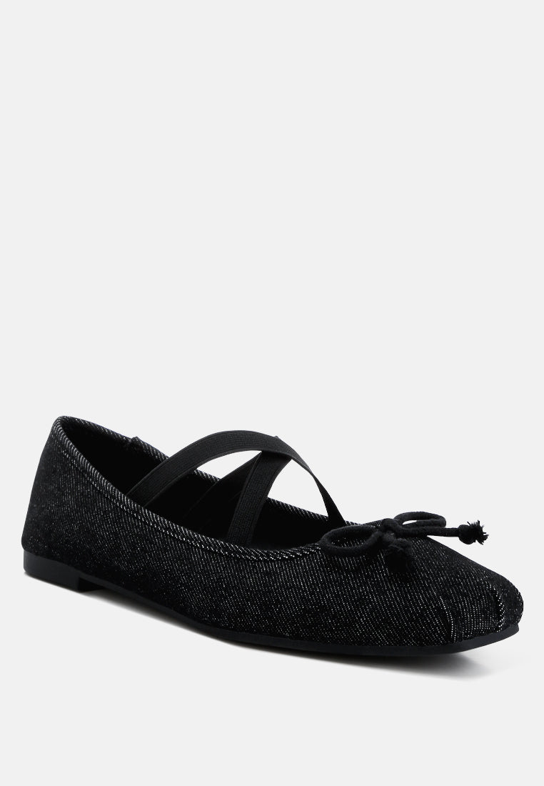 arimer criss cross strap ballet flats#color_black
