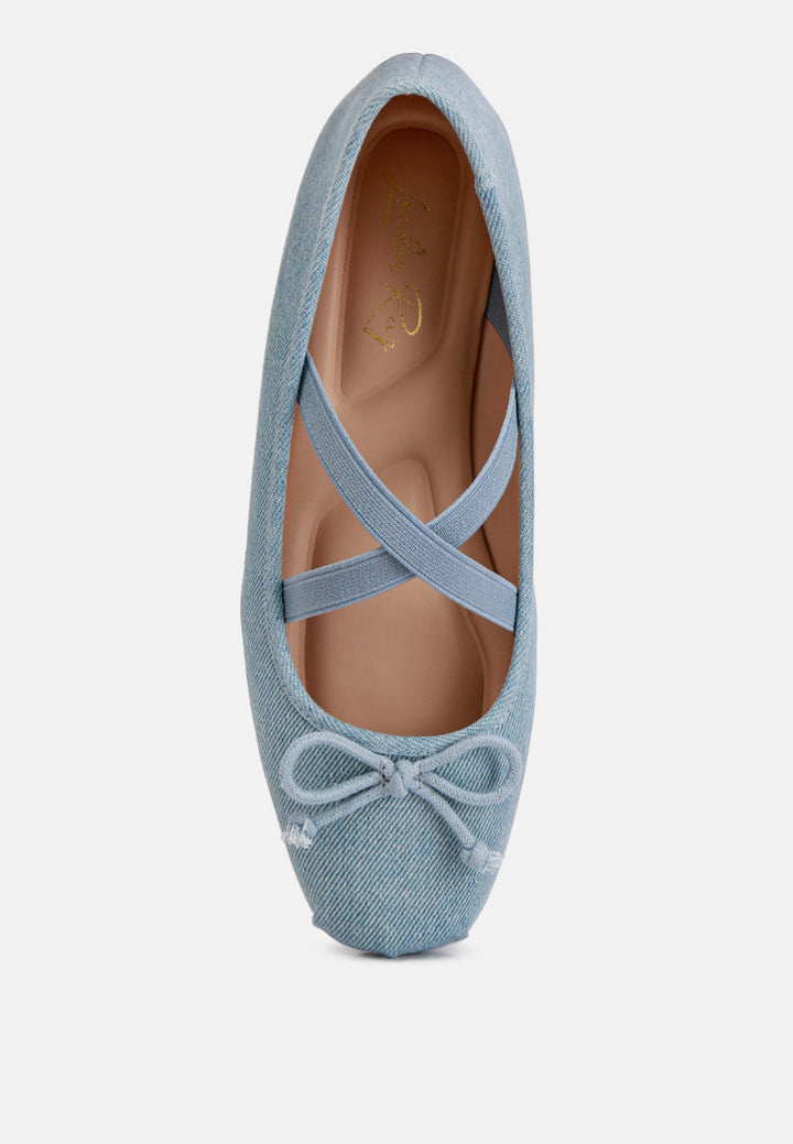 arimer criss cross strap ballet flats#color_blue