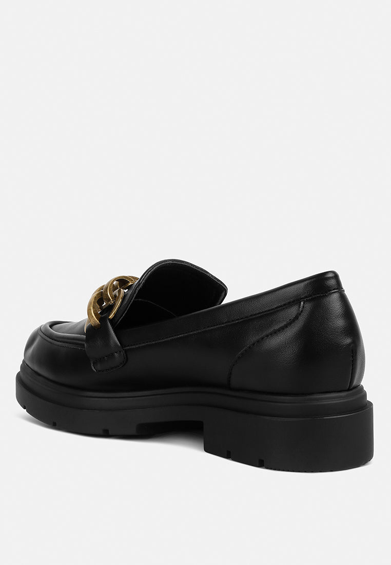 arthur faux leather chunky platform loafers#color_black