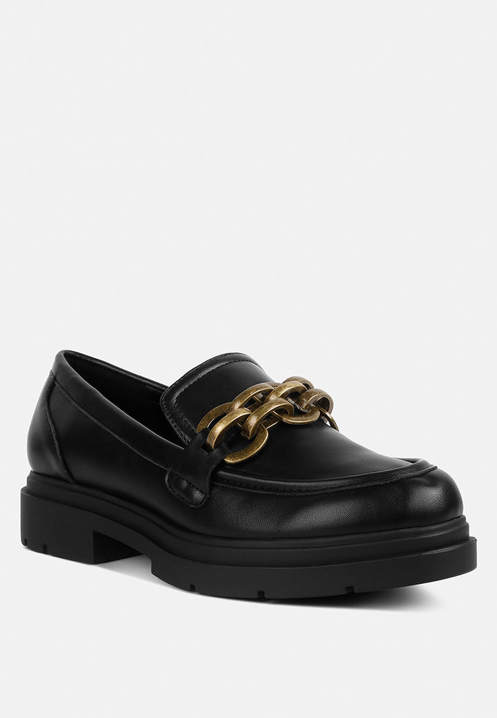 arthur faux leather chunky platform loafers#color_black
