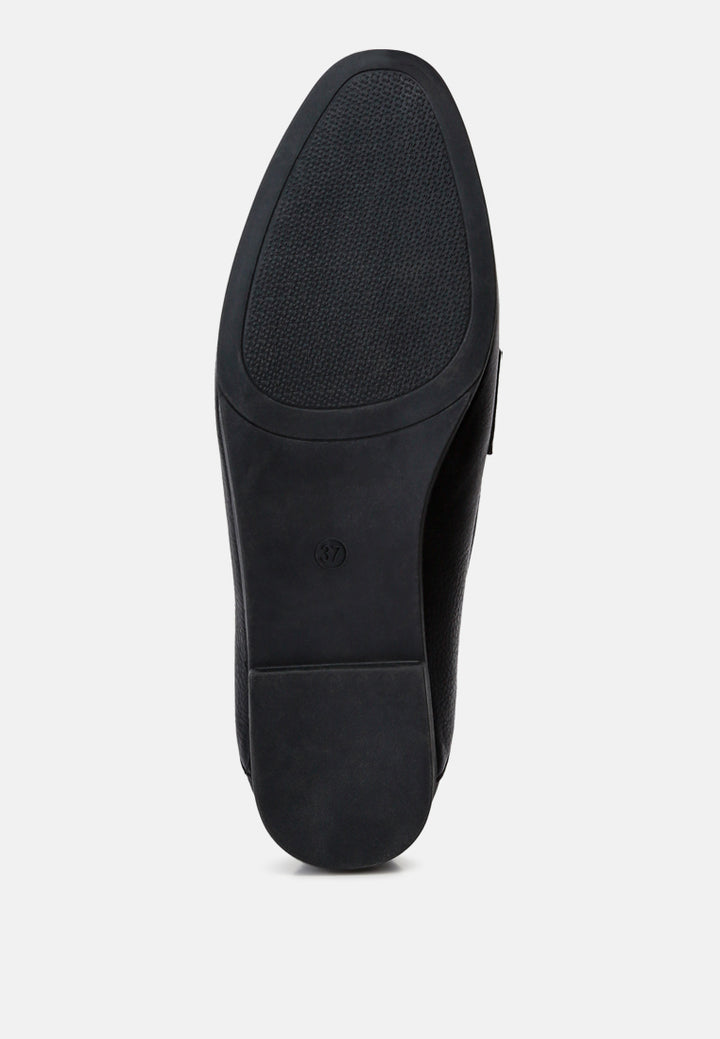 asher horsebit embellished raffia loafers#color_black