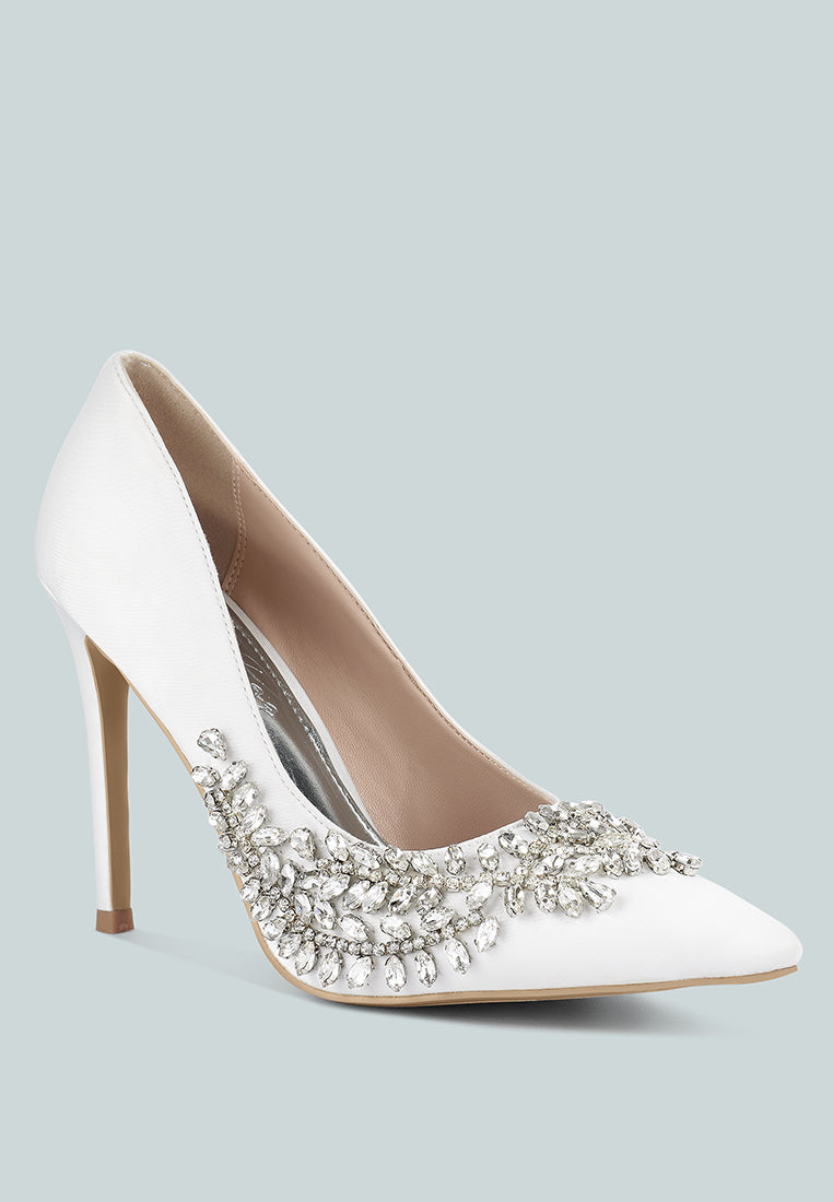 ashlyn rhinestones embellished satin stiletto pumps#color_white