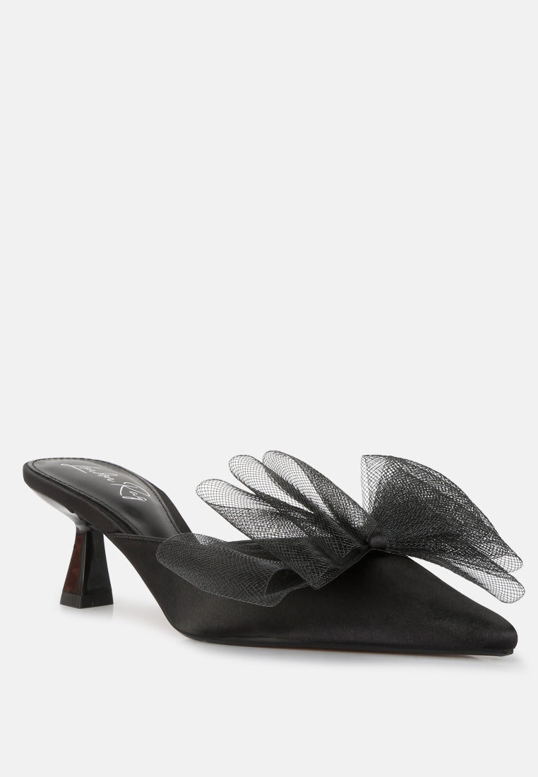 asma organza bow embellished satin mules by rag#color_black