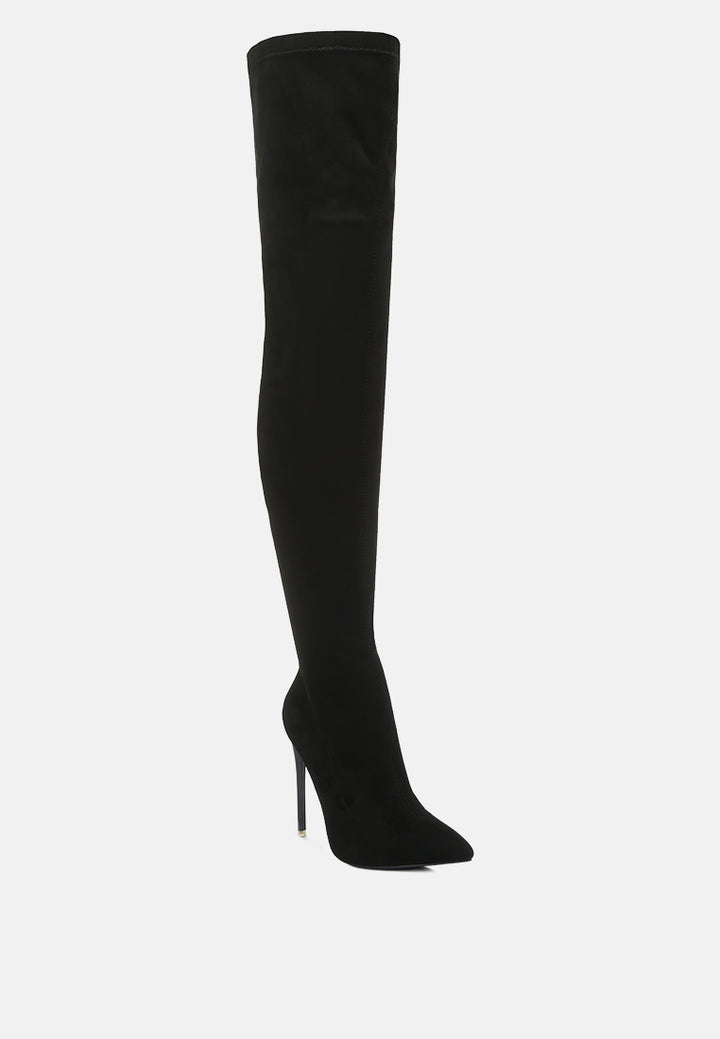 atelier stretch faux suede stiletto long boots#color_black