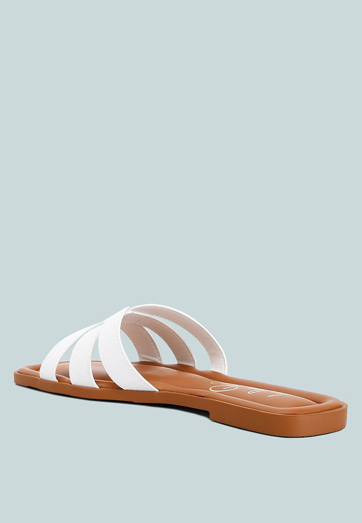 faux leather flat sandals by ruw color_white