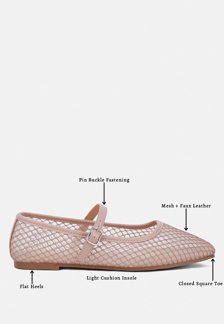 mesh mary jane flat by ruw#color_camel