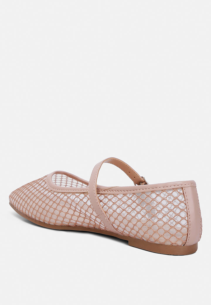 mesh mary jane flat by ruw#color_camel