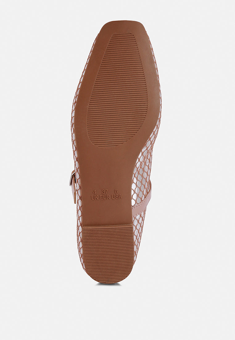 mesh mary jane flat by ruw#color_camel