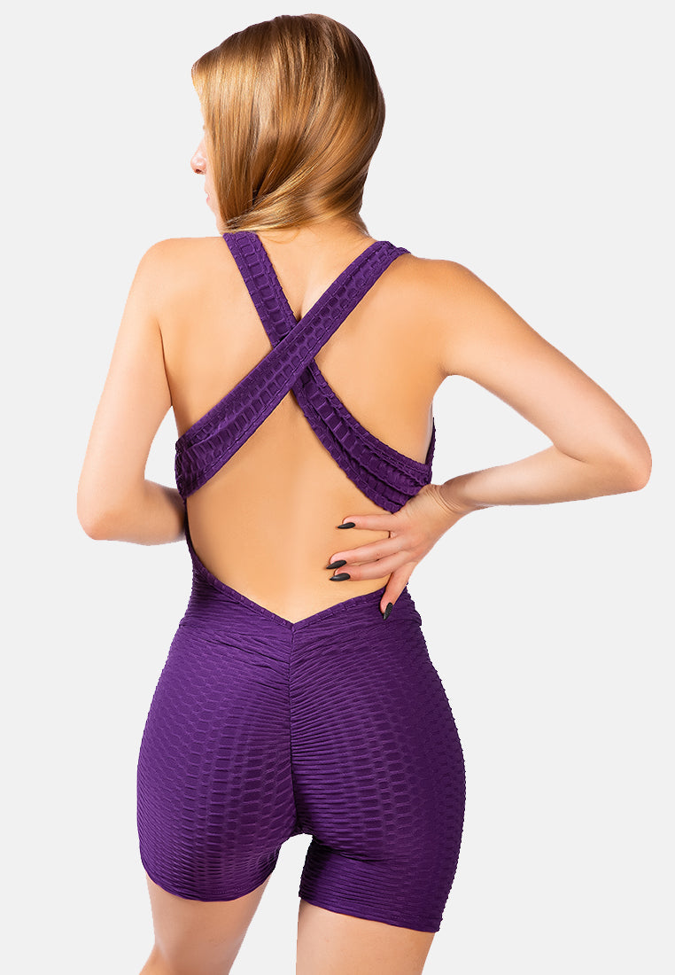 back cross strap yoga jumpsuit#color_purple