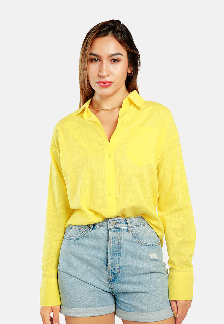 basic cotton collared shirt#color_bright-yellow