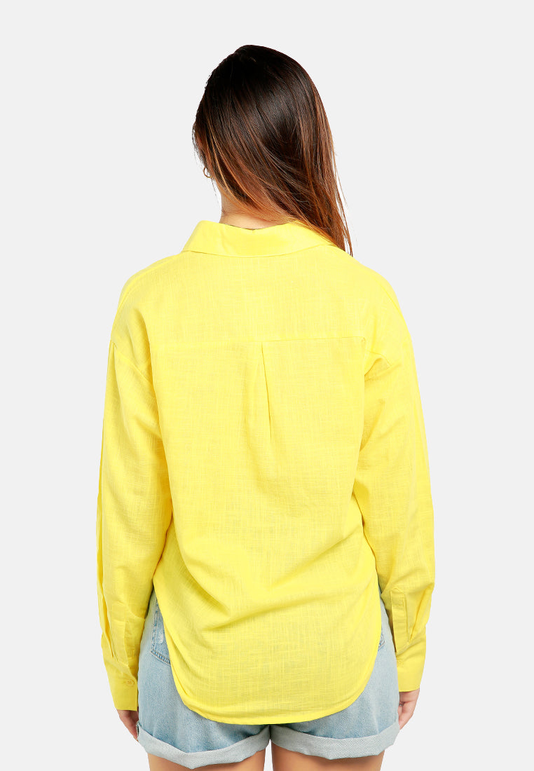 basic cotton collared shirt#color_bright-yellow
