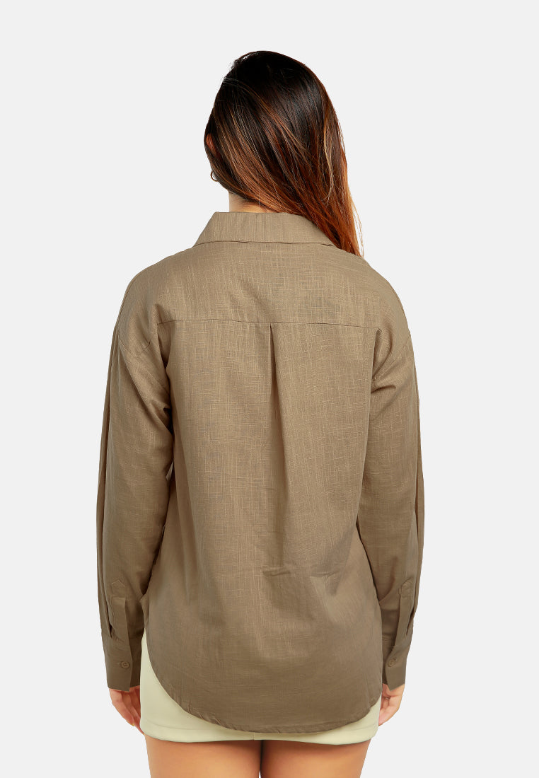 basic cotton collared shirt#color_toffee