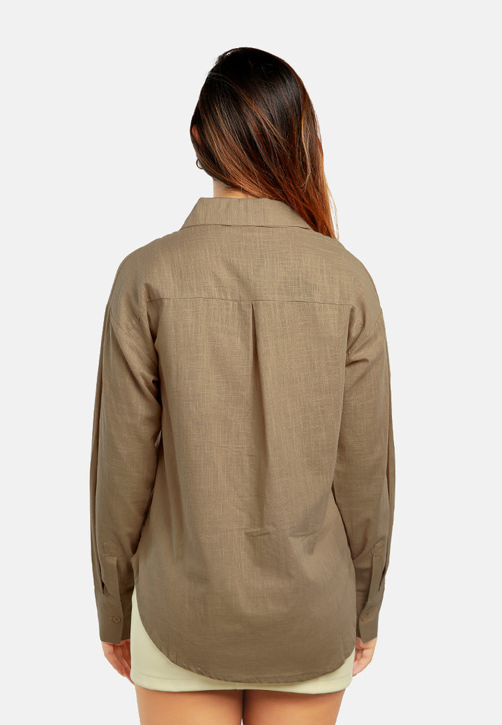 basic cotton collared shirt#color_toffee
