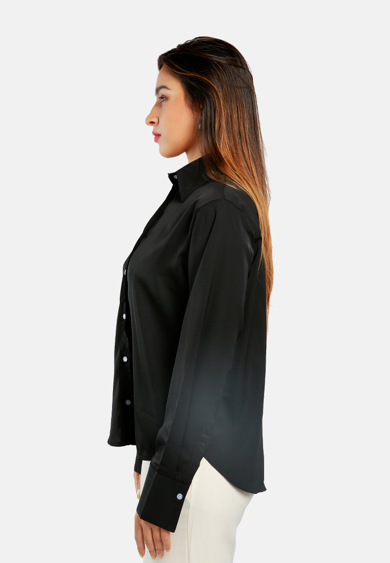 basic long sleeved collared shirt#color_black