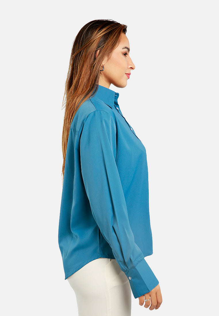 basic long sleeved collared shirt#color_blue