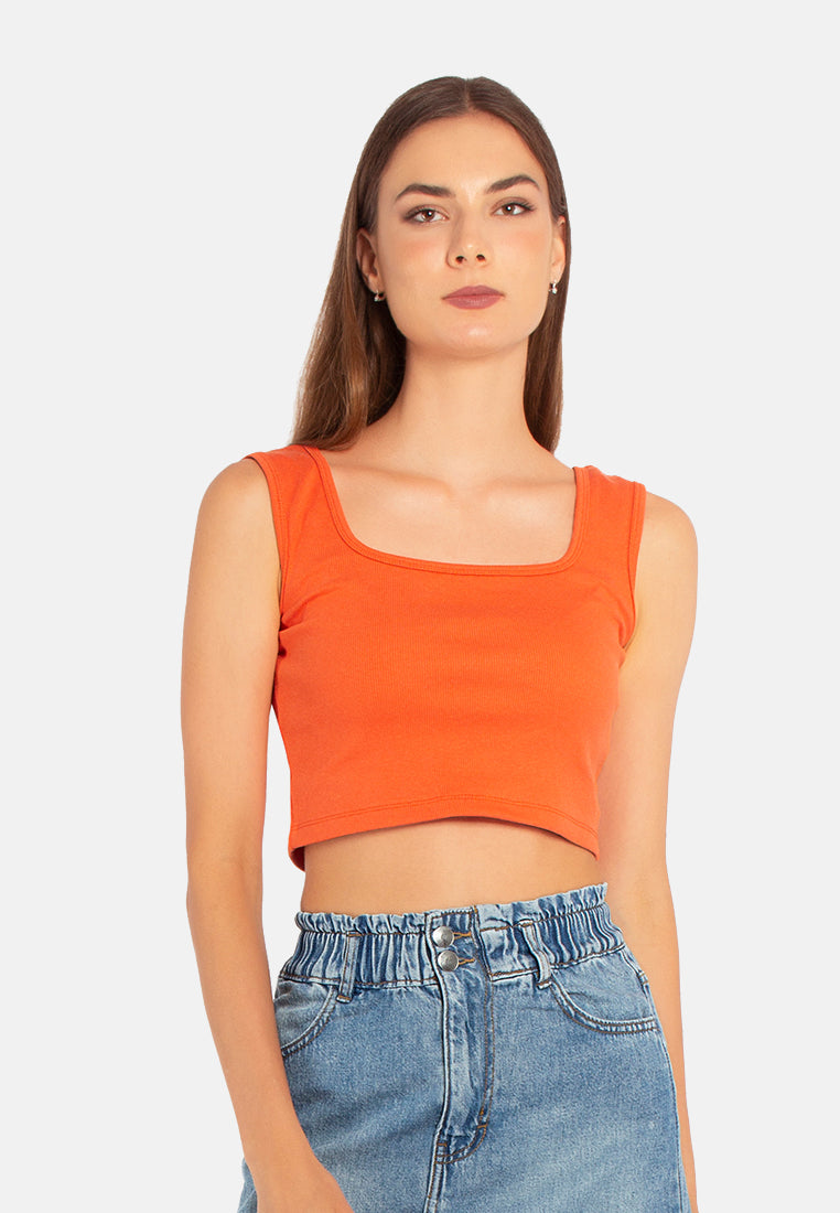basic sleeveless crop top#color_orange