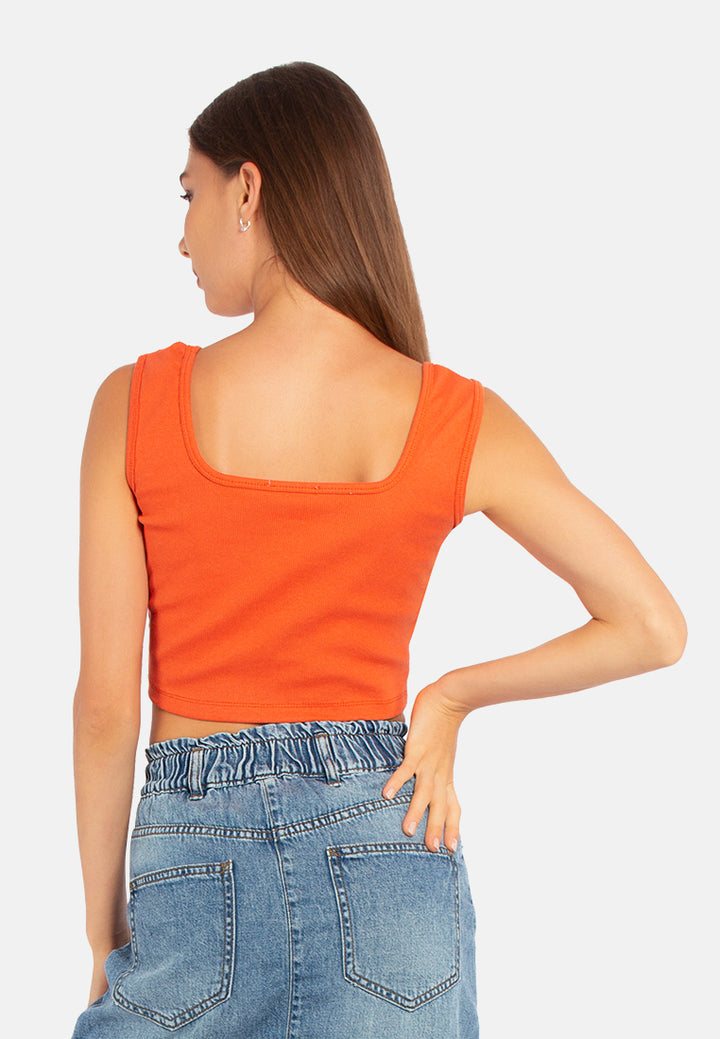 basic sleeveless crop top#color_orange