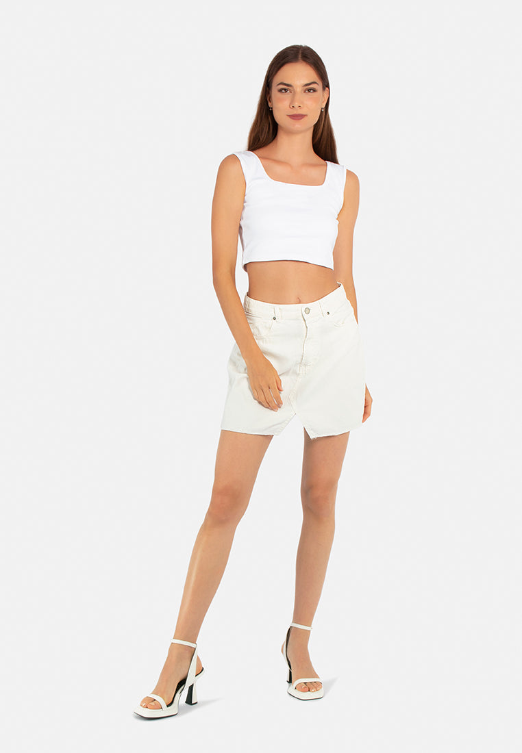 basic sleeveless crop top#color_white
