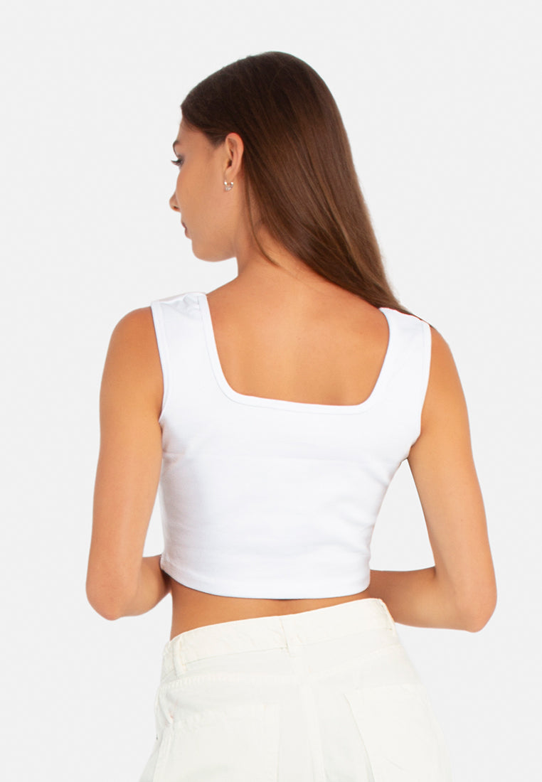 basic sleeveless crop top#color_white