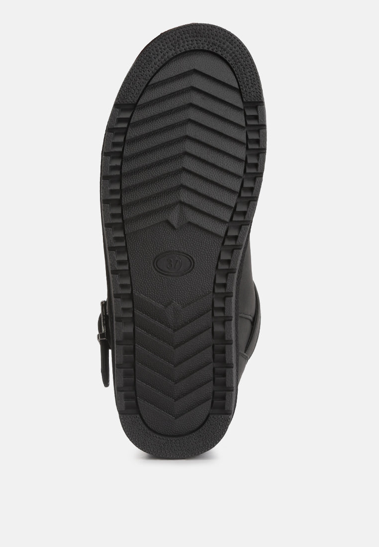 basil buckle strap detail boots#color_black