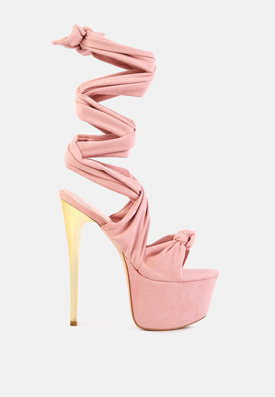 bauble high heeled lace up sandals#color_pink