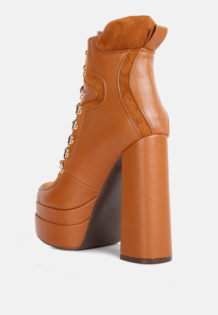 beamer faux leather high heeled ankle boots#color_tan
