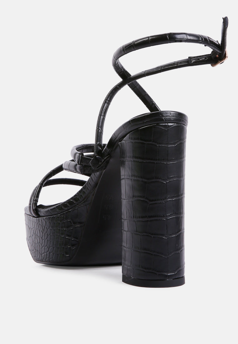beam tips strappy chunky platform high heel sandals#color_black