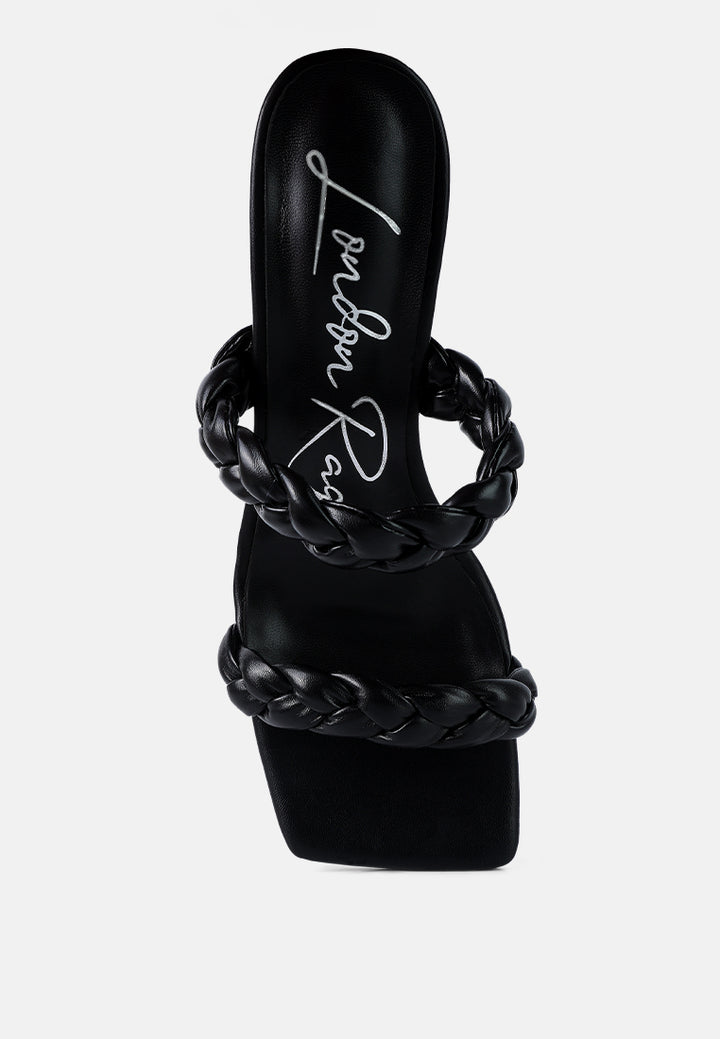 beladona double braided strap mid heel sandals#color_black