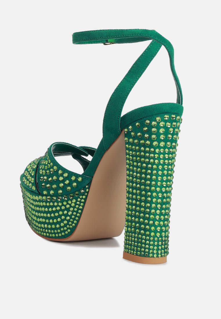 bellini diamante microfiber high block heeled sandals#color_green