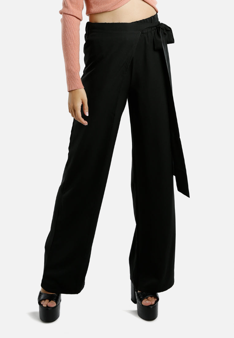 belted tie wide leg pants by ruw#color_black