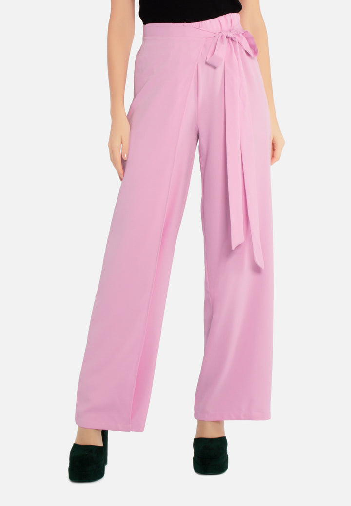 belted tie wide leg pants by ruw#color_pink