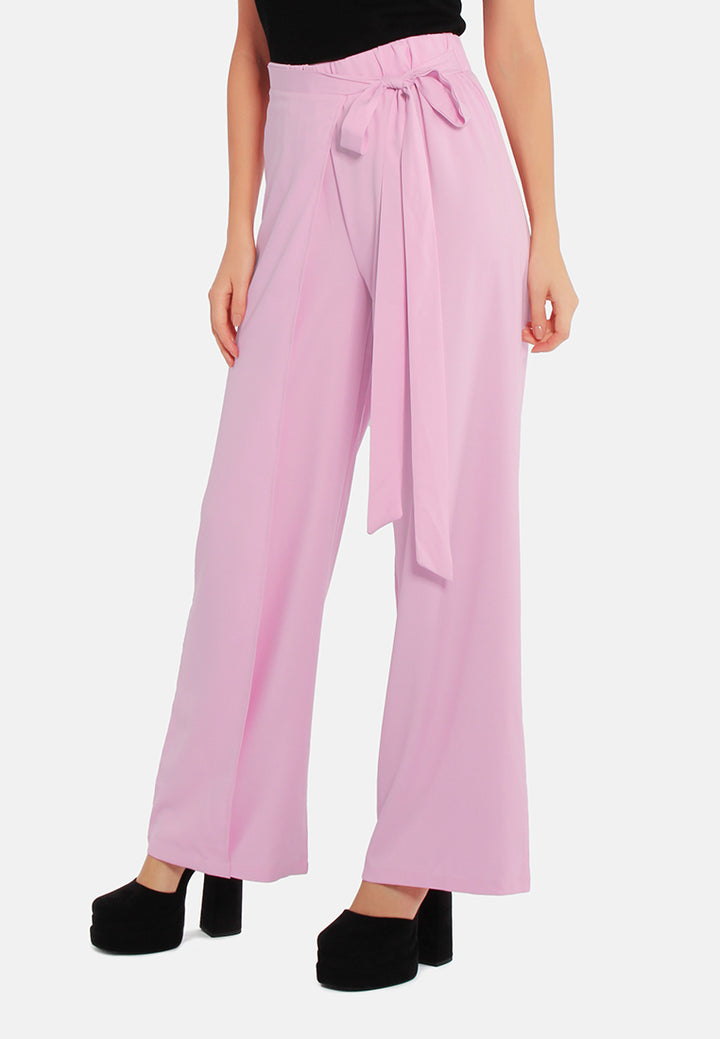 belted tie wide leg pants by ruw#color_pink