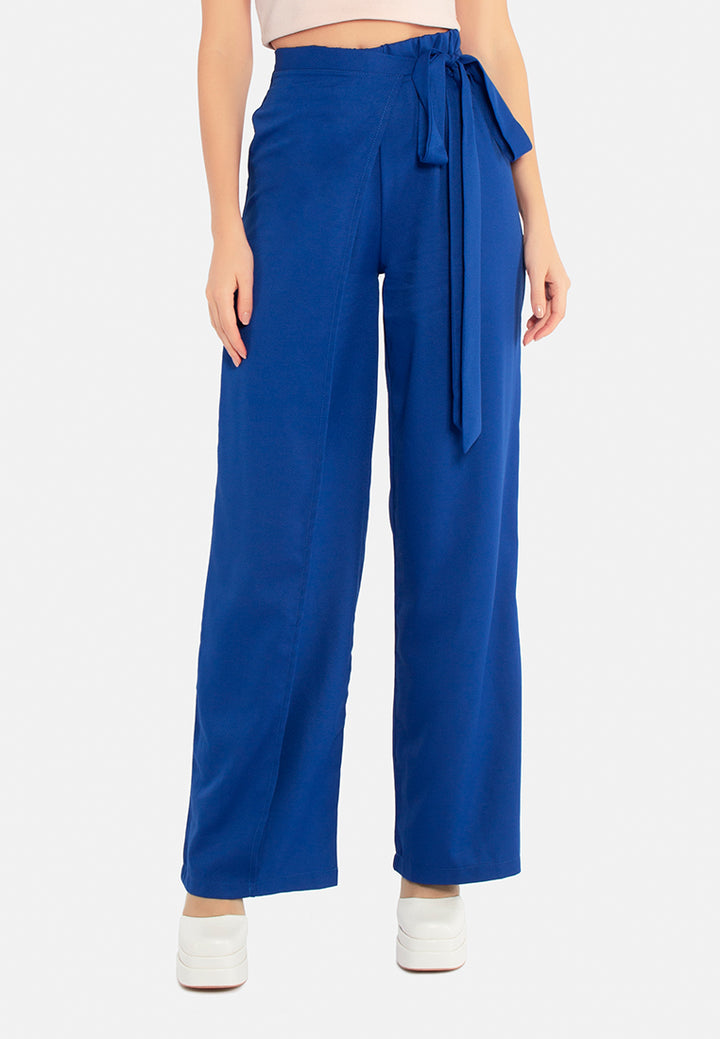 belted tie wide leg pants by ruw#color_royal-blue