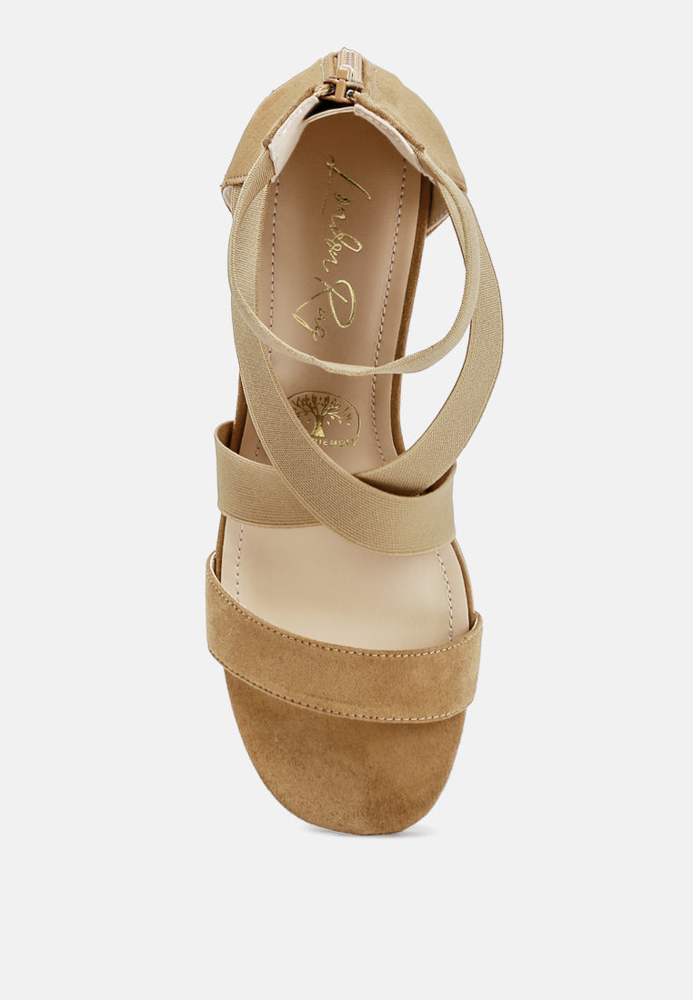 benicia elastic strappy block heel sandals#color_tan
