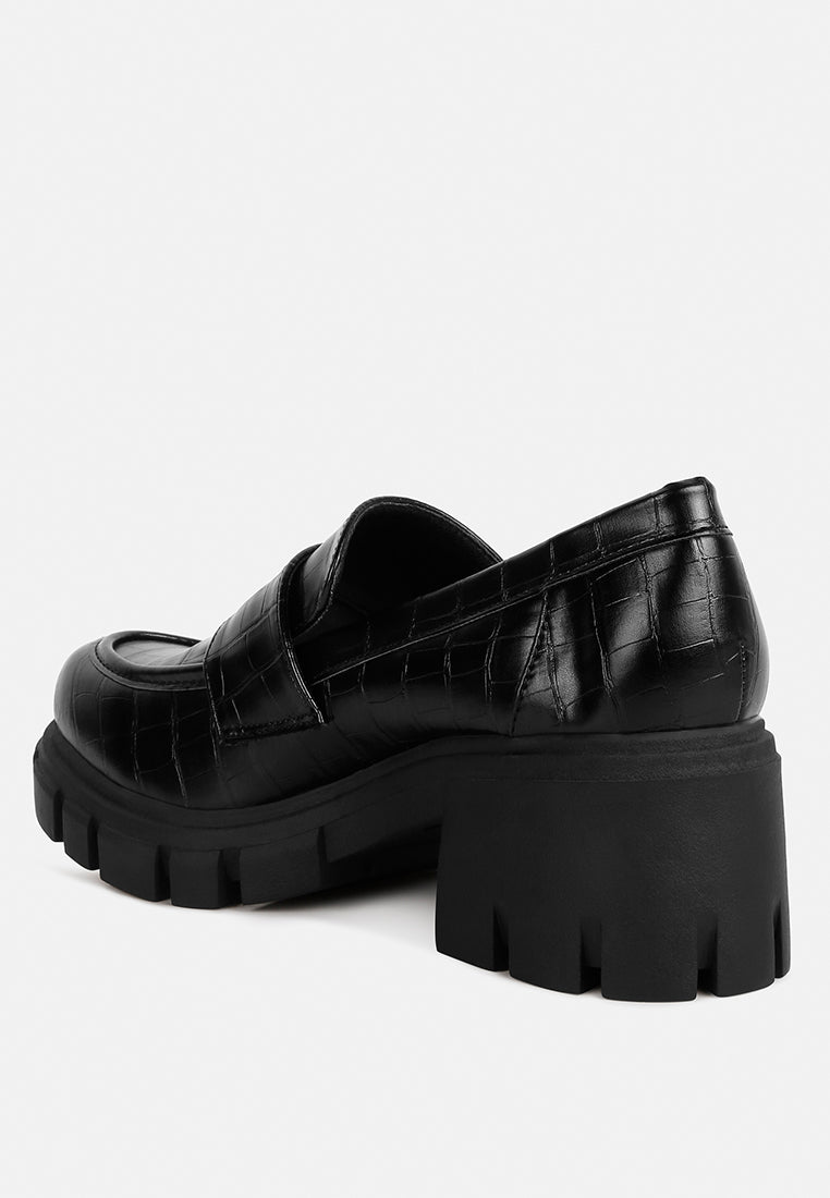 benz chunky block heel loafers#color_black