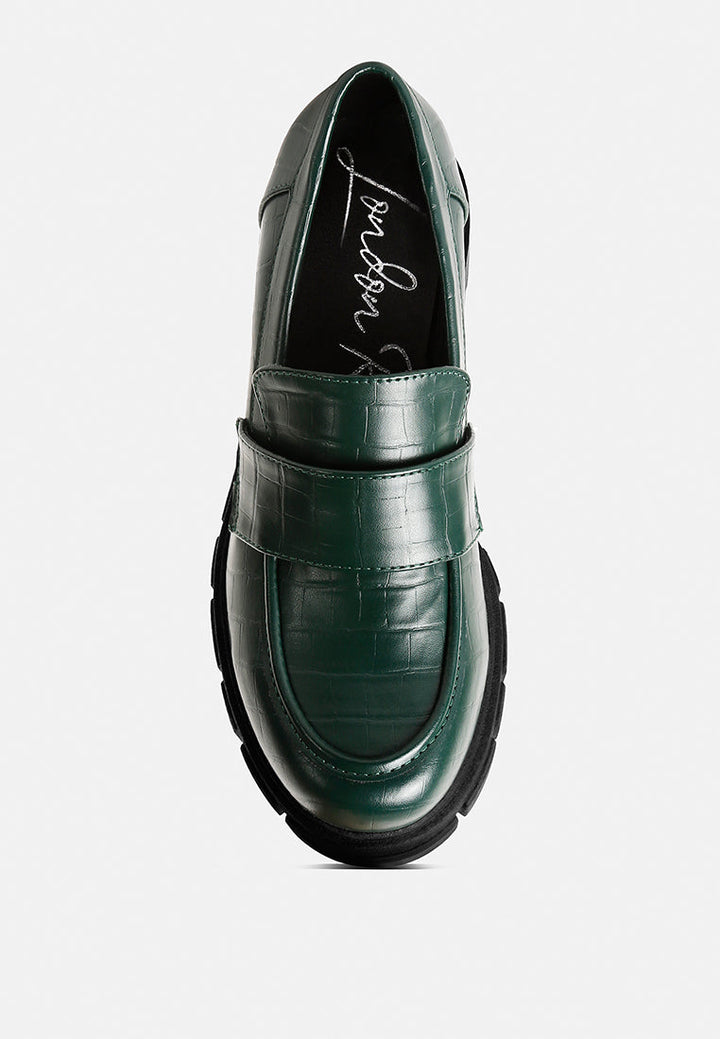 benz platform loafer by rag#color_dark-green