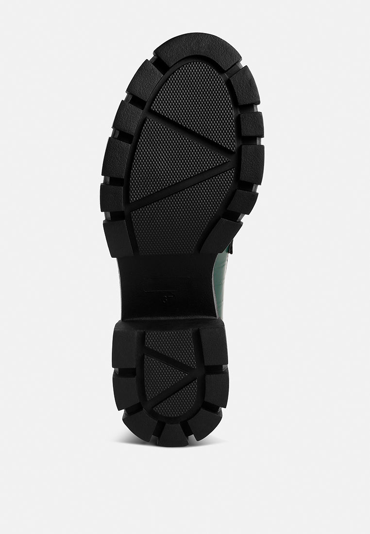 benz chunky block heel loafers#color_dark-green